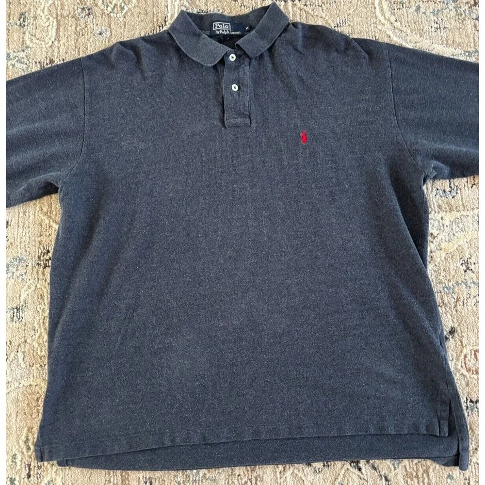 Polo Ralph Lauren Rugby Shirt Men Sz XL Blue 90s Preppy‎ Country Club Vintage